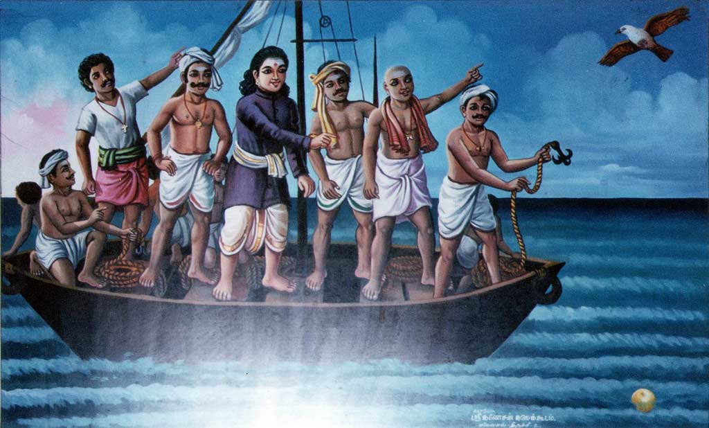 Acting to the advice conveyed to him by the God, he put out to sea